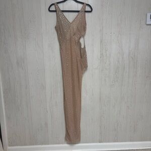 Banjul Size M Tan Sequin Mesh Dress